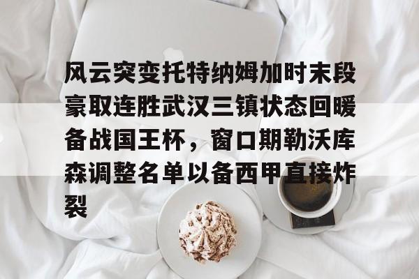 关于风云突变托特纳姆加时末段豪取连胜武汉三镇状态回暖备战国王杯，窗口期勒沃库森调整名单以备西甲直接炸裂的信息